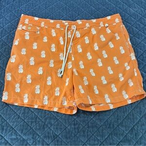 Polo Ralph Lauren Trunks Men XL Swim Shorts Pineapple Orange Lined H